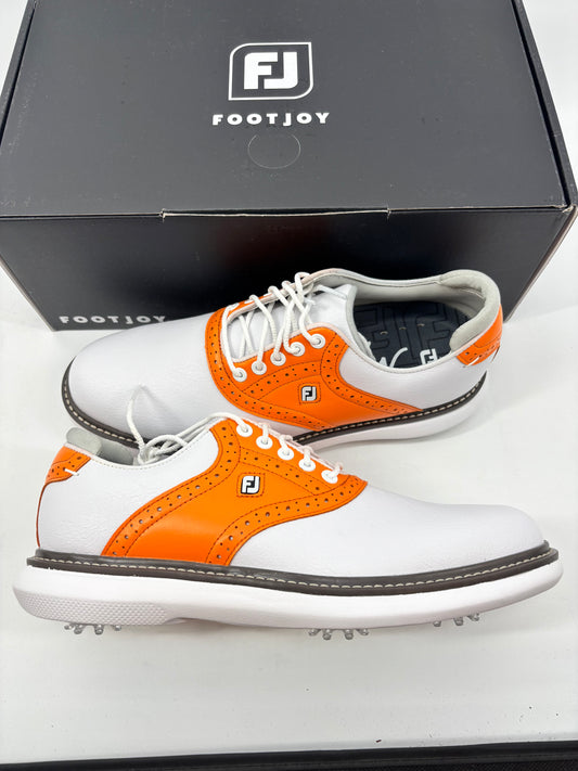 Footjoy Myjoys Traditions Series Golf Shoes White Orange 6.5 Narrow