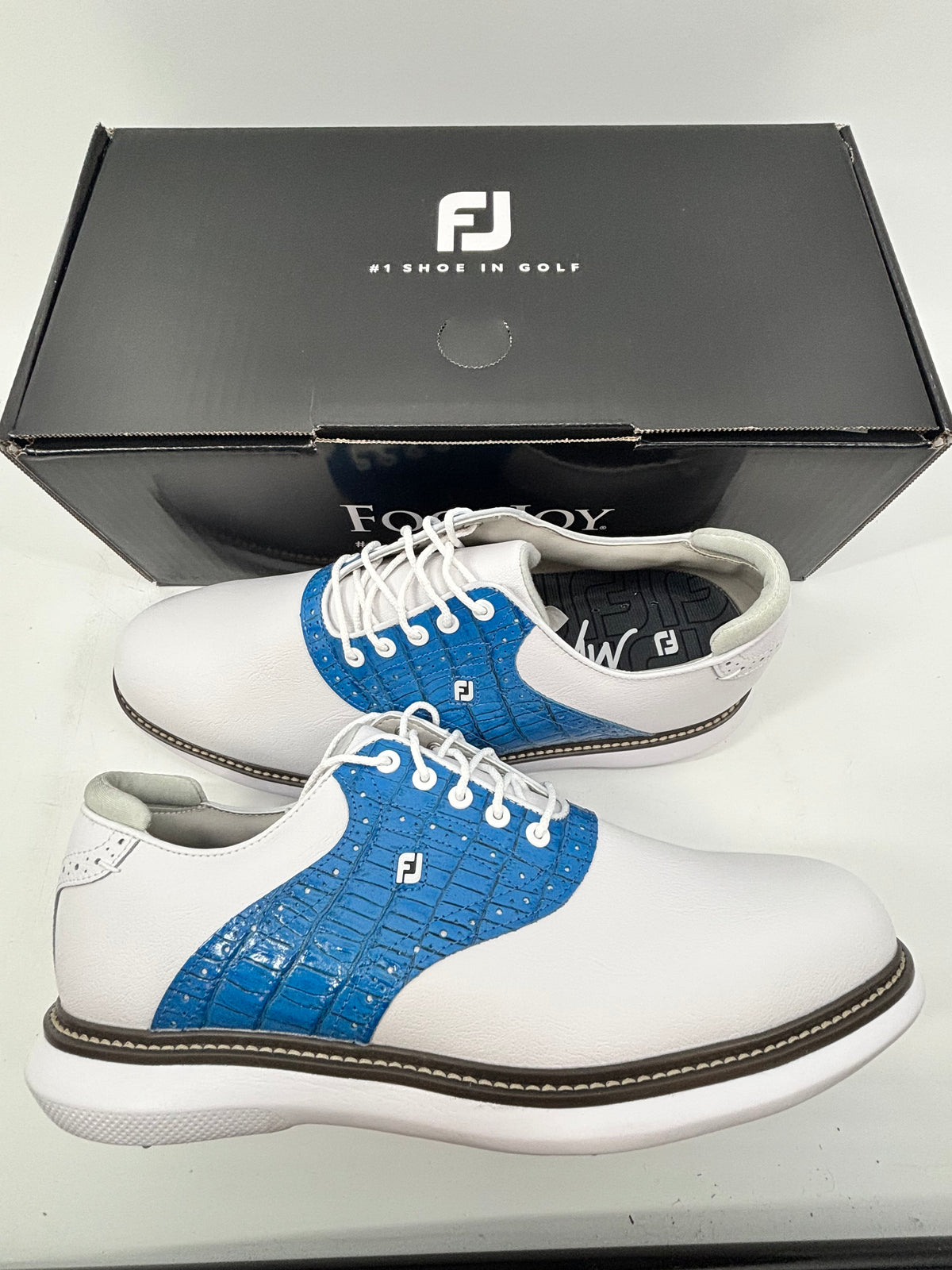 Footjoy Myjoys Traditions Series Golf Shoes White Blue Custom 11 Medium