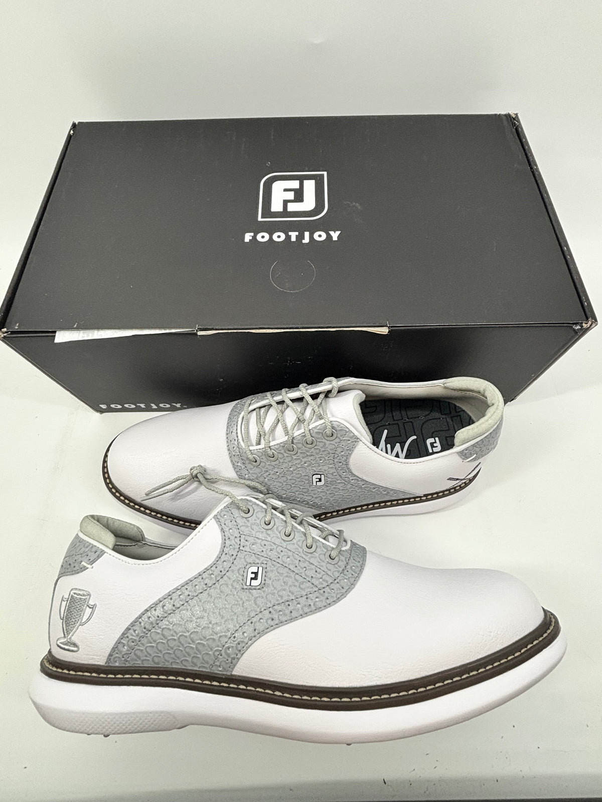 Footjoy Myjoys Traditions Series Golf Shoes White Grey Custom 10.5 Medium