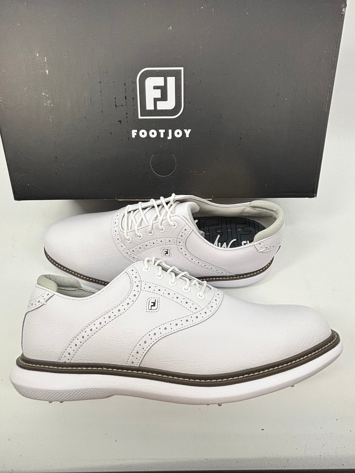 Footjoy Myjoys Traditions Series Golf Shoes Solid White Custom 10.5 Medium