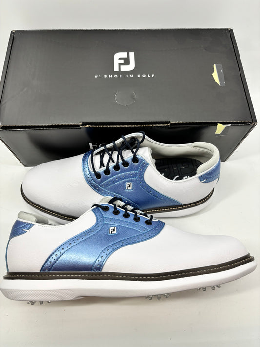 Footjoy Myjoys Traditions Series Golf Shoes White Custom Blue 11 Wide