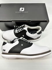 Footjoy Myjoys Traditions Series Golf Shoes White Black GM Logo Size 10 Medium