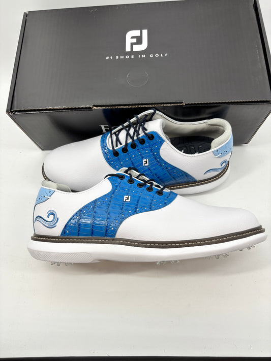 Footjoy Myjoys Traditions Series Golf Shoes White Custom Blue 9.5 Wide