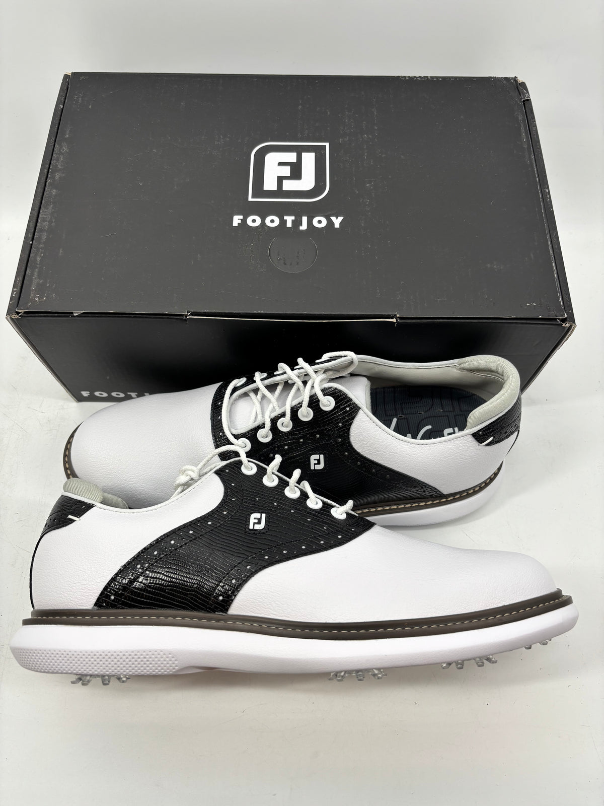 Footjoy Myjoys Traditions Series Golf Shoes White Black Size 9 Medium
