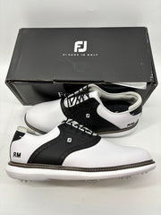 Footjoy Myjoys Traditions Series Golf Shoes White Black RM Logos 11 Wide