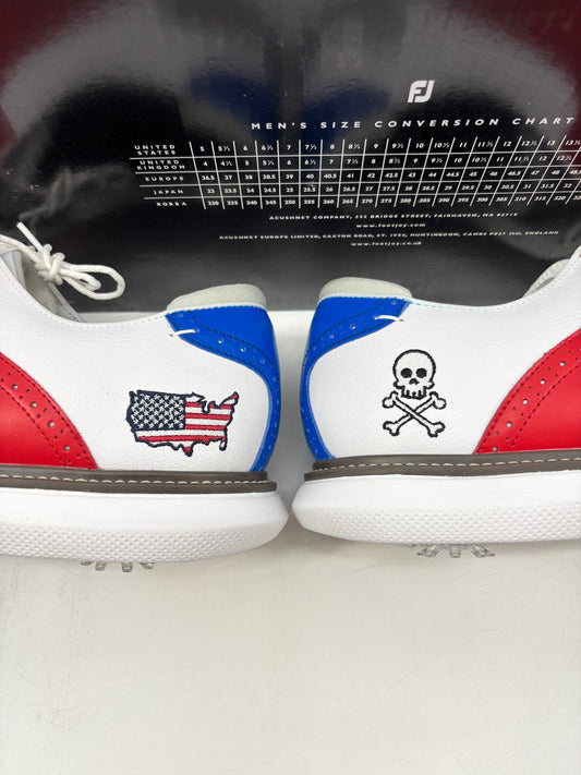 Footjoy Myjoys Traditions Series Golf Shoes White USA SKULL Custom 15 Medium