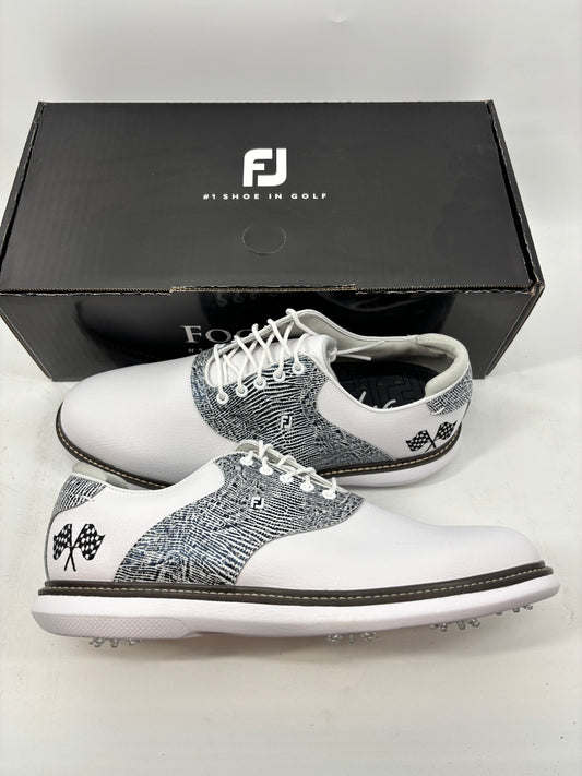 Footjoy Myjoys Traditions Series Golf Shoes White Grey Custom Racing 10.5 Medium