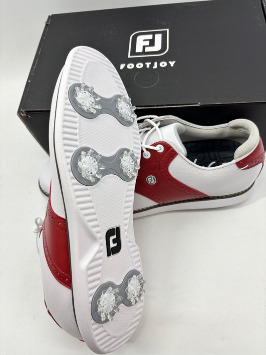Footjoy Myjoys Traditions Series Golf Shoes Womens White Red Size 7 Medium