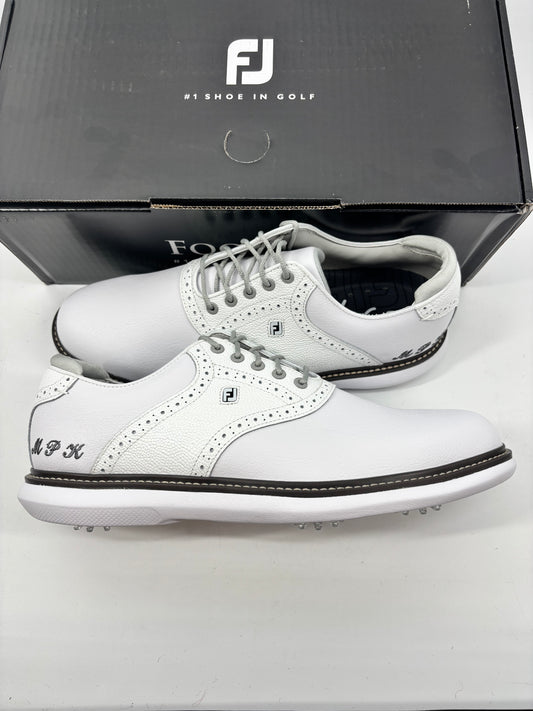 Footjoy Myjoys Traditions Series Golf Shoes White Pebble Initials 10.5 Medium