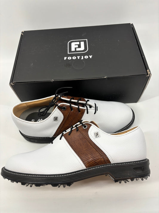 Footjoy Myjoys Premiere Series Packard Golf Shoes Custom White Brown 8.5 Medium