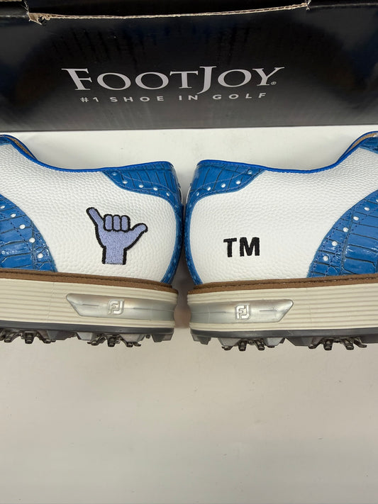 Footjoy Myjoys Premiere Series Wilcox Golf Shoes White Blue TM Hang Ten 14 Wide