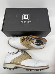Footjoy Myjoys Premiere Series Wilcox Golf Shoes White Tan Saddle 9.5 Medium