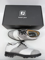 Footjoy Myjoys Premiere Series Wilcox Golf Shoes White Houndstooth 8.5 Medium