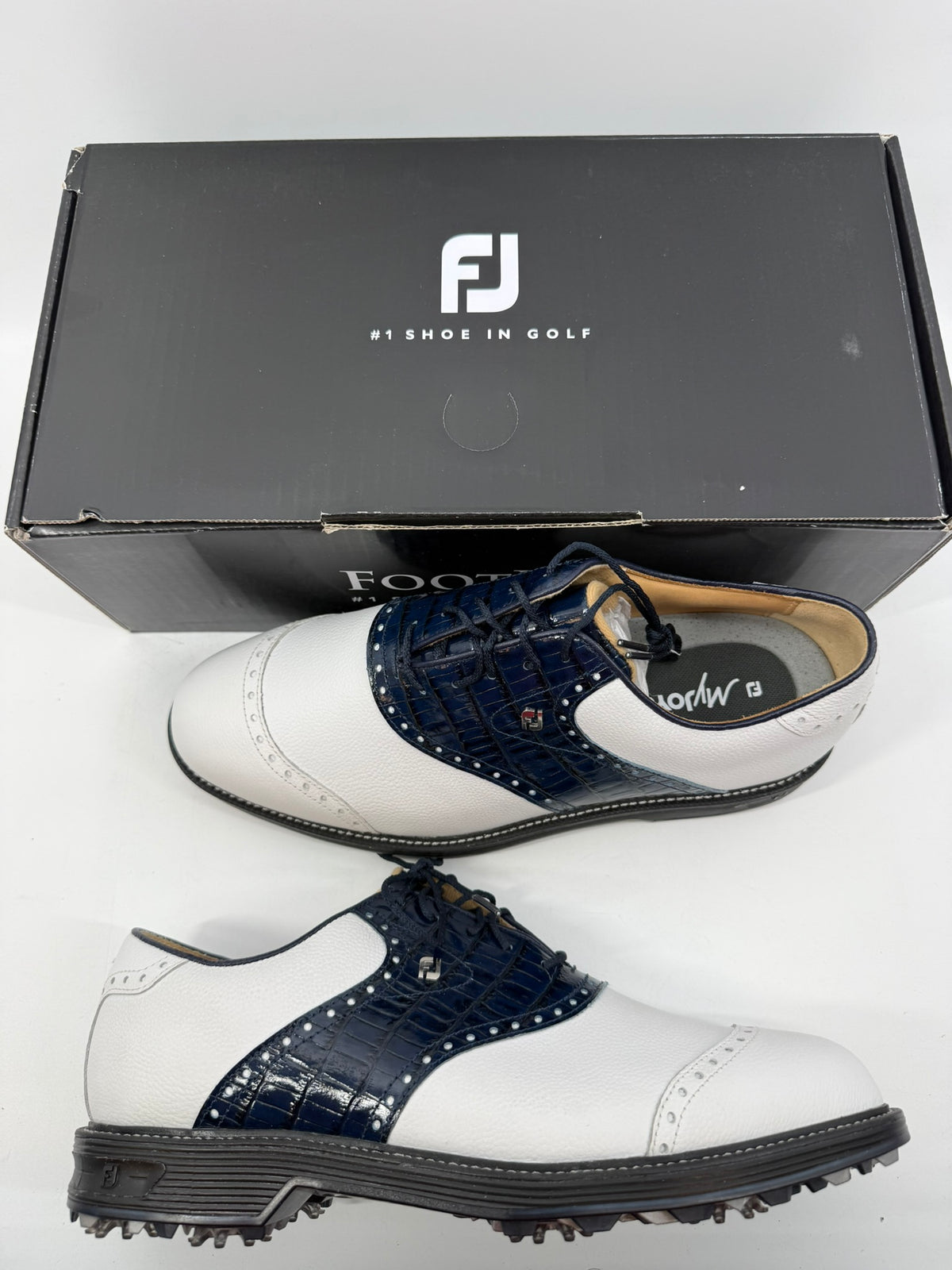 Footjoy Myjoys Premiere Series Wilcox Golf Shoes Navy Alligator 11 Wide