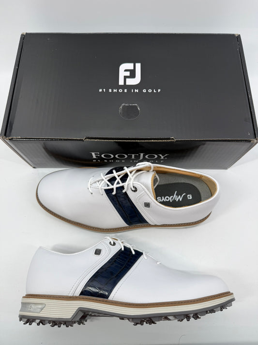 Footjoy Myjoys Premiere Series Custom Packard Golf Shoes White Navy 8.5 Medium