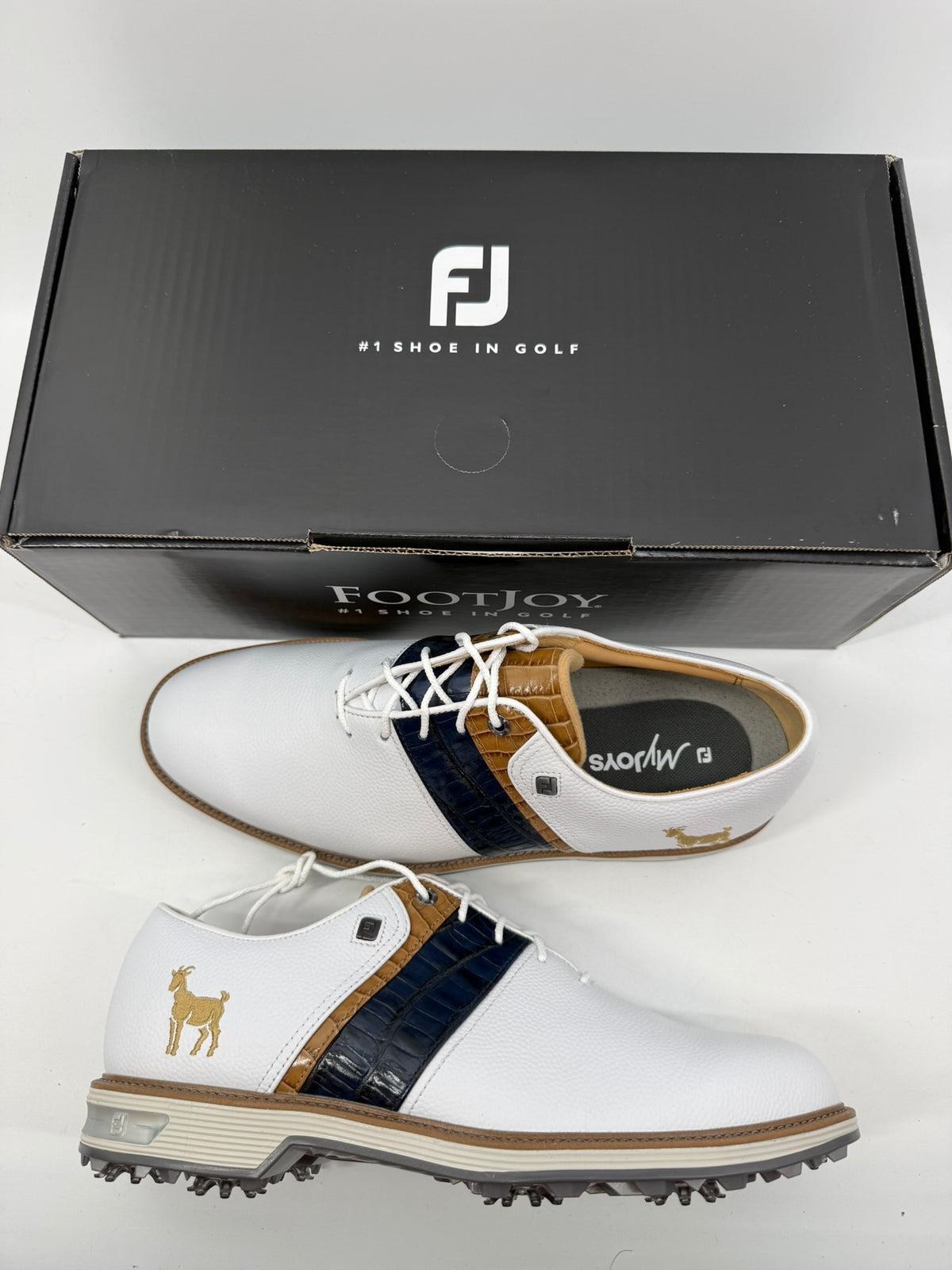 Footjoy Myjoys Premiere Series Custom Packard Golf Shoes White Goat 10 Medium
