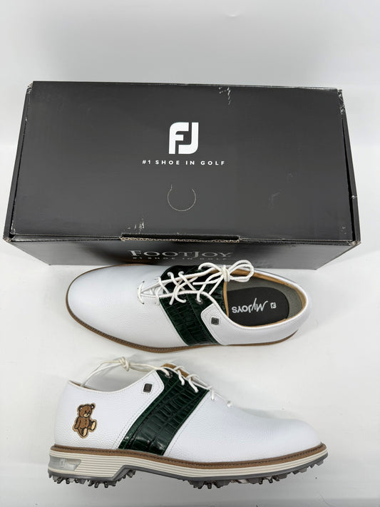 Footjoy Myjoys Premiere Series Custom Packard Golf Shoes White Green Bear 9.5 M