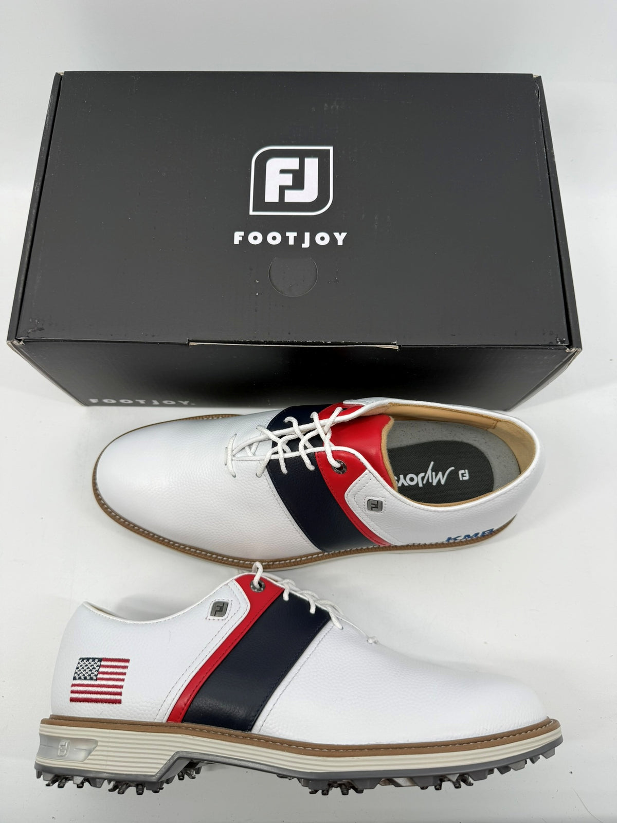 Footjoy Myjoys Premiere Series Custom Packard Golf Shoes White USA KMB 7.5 M