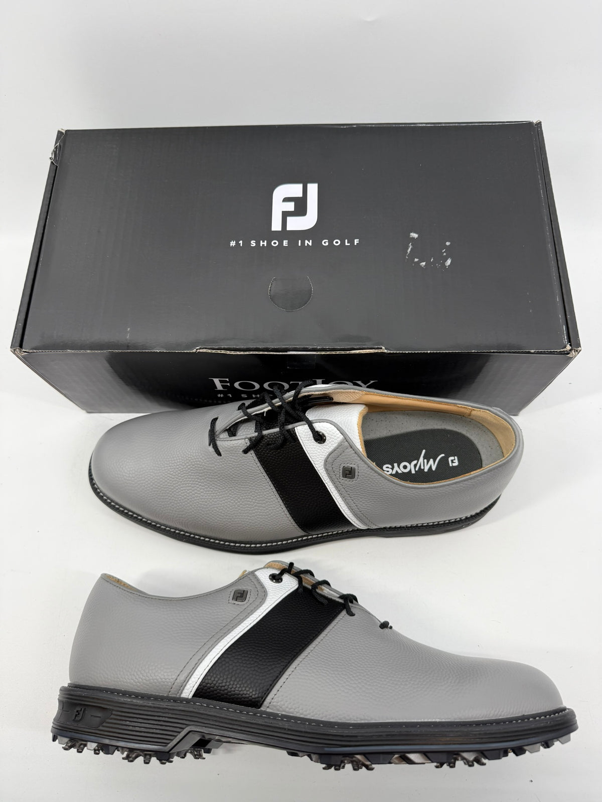Footjoy Myjoys Premiere Series Packard Golf Shoes Custom Gray Black 12 Medium