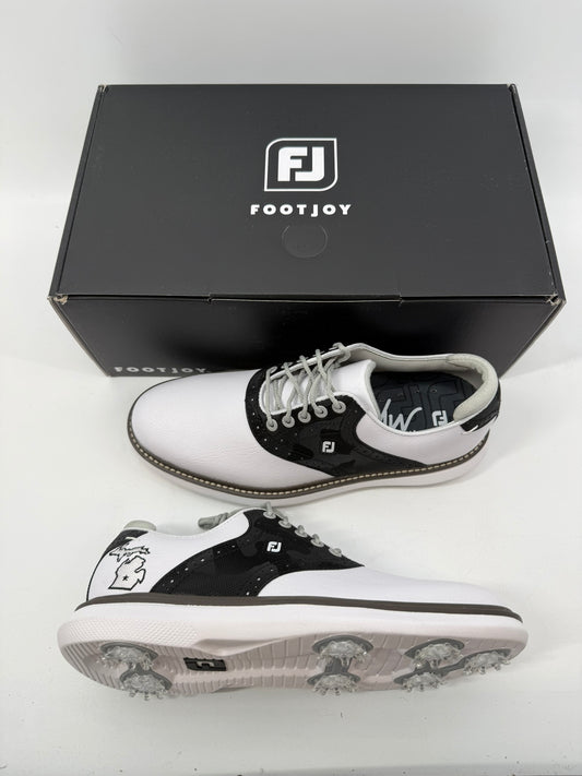 Footjoy Myjoys Traditions Golf Shoes Custom White Black Camo Michigan 6.5 Narrow