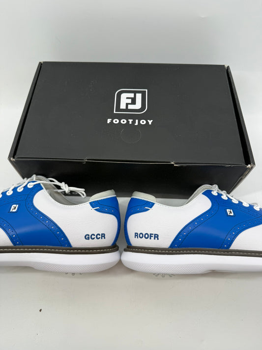 Footjoy Myjoys Traditions Golf Shoes Custom White Blue GCCR ROOFR 11 Medium