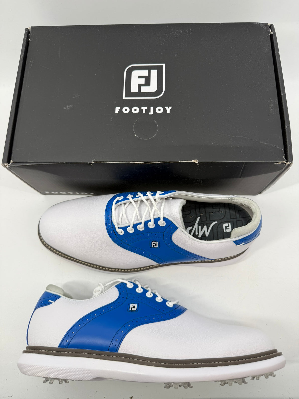 Footjoy Myjoys Traditions Golf Shoes Custom White Blue 9.5 Wide