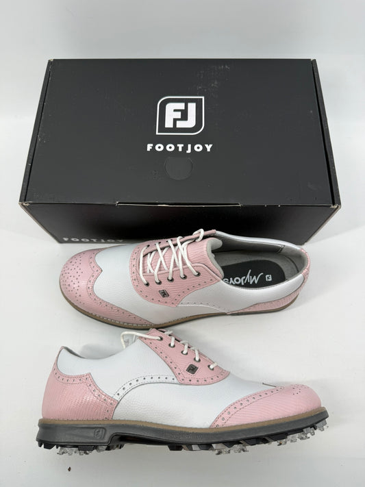Footjoy Myjoys Premiere Series Golf Shoes Womens White Pink 9 Medium