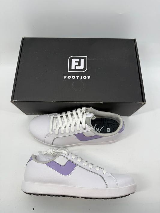 Footjoy Myjoys Links Series Golf Shoes Womens White Lavender 9.5 Narrow