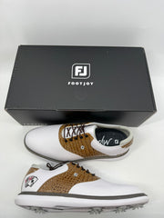 Footjoy Myjoys Traditions Golf Shoes Custom White Tan HAWK Poker 11.5 Med