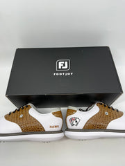 Footjoy Myjoys Traditions Golf Shoes Custom White Tan HAWK Poker 11.5 Med