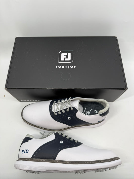 Footjoy Myjoys Traditions Golf Shoes Custom White Navy SID 11 Extra Wide