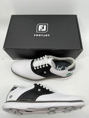 Footjoy Myjoys Traditions Golf Shoes Custom White Black Three Leaf 17 10 Narrow