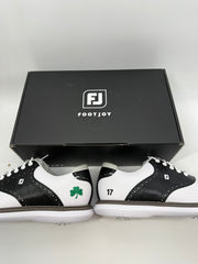 Footjoy Myjoys Traditions Golf Shoes Custom White Black Three Leaf 17 10 Narrow
