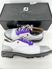 Footjoy Myjoys Premiere Series Tarlow Golf Shoes White Gray Purple 8.5 M Custom