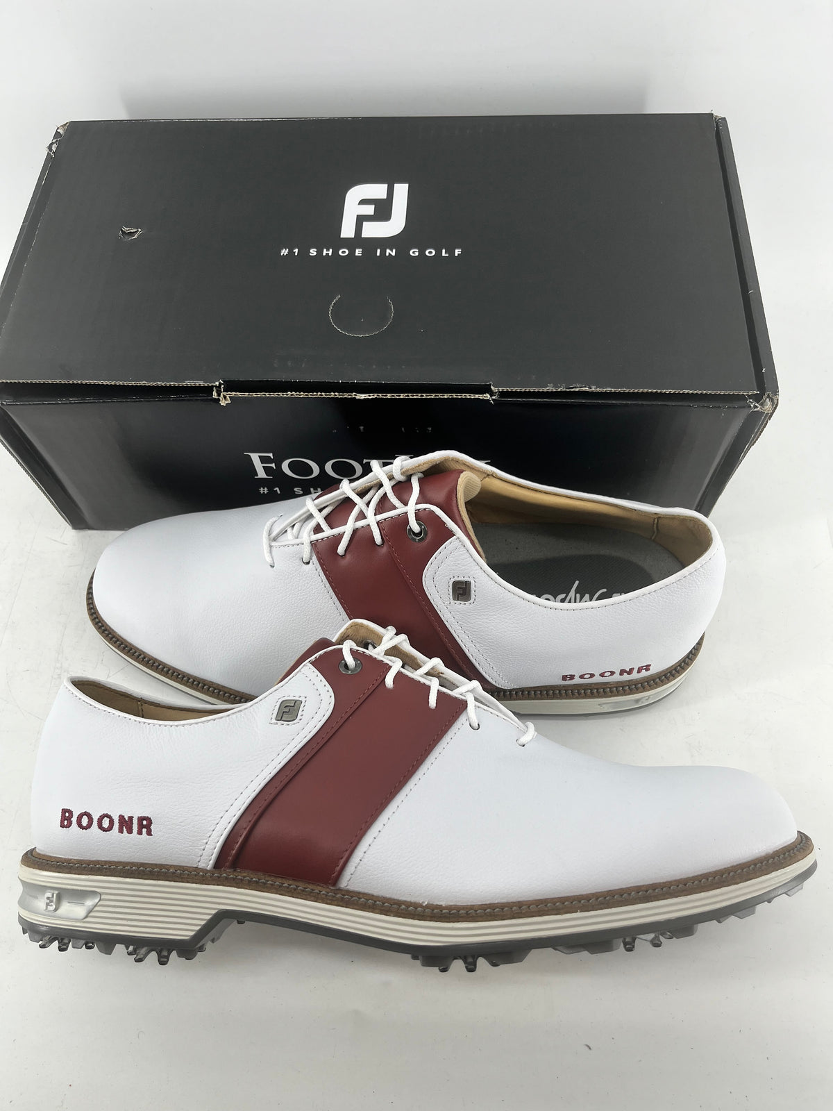 Footjoy Myjoys Premiere Series Custom Packard Golf Shoes White Red Boonr 12 M