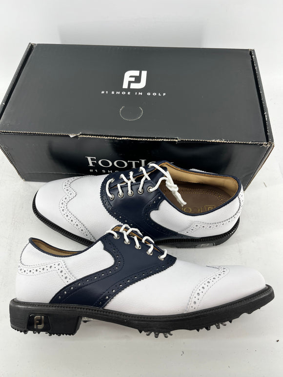 Footjoy Myjoys Premiere Icon Shield Tip Golf Shoes Custom White Blue 8 Medium