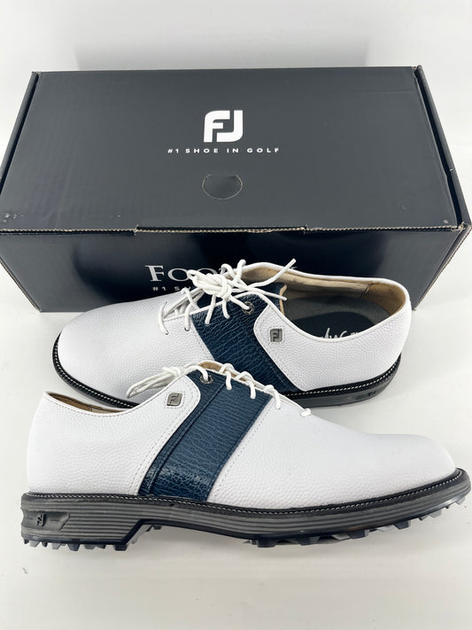 Footjoy Myjoys Premiere Series Packard Spikeless Golf Shoes White Blue 8.5 M