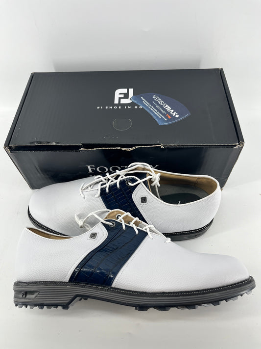 Footjoy Myjoys Premiere Series Packard Spikeless Golf Shoes White Blue 12.5 W