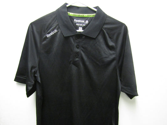 Mens Black Reebok PlayDry Center Ice NHL Polo Authentic Apparel Size Small