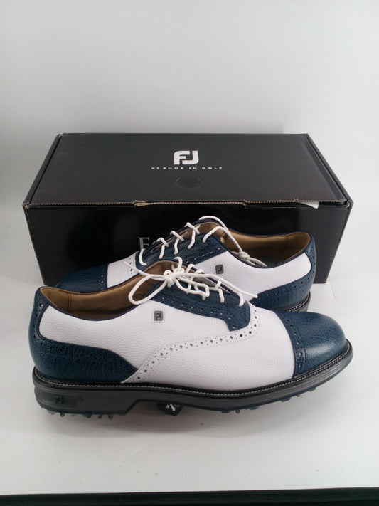 Footjoy Myjoys Premiere Series Tarlow Golf Shoes White Blue 10 XW Custom