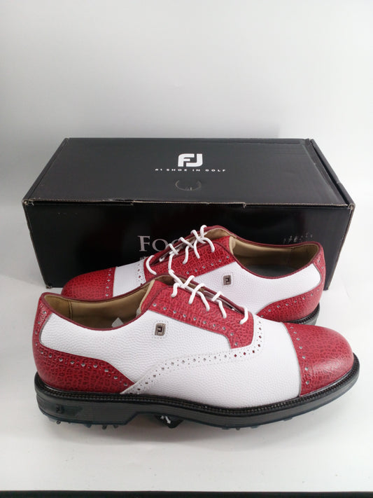 Footjoy Myjoys Premiere Series Tarlow Golf Shoes White Red 10 Medium Custom
