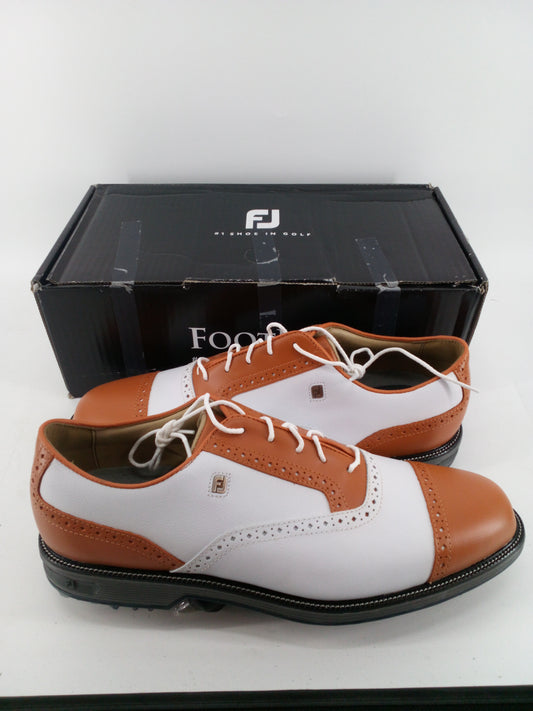 Footjoy Myjoys Premiere Series Tarlow Golf Shoes White Tangerine Orange 13 Wide