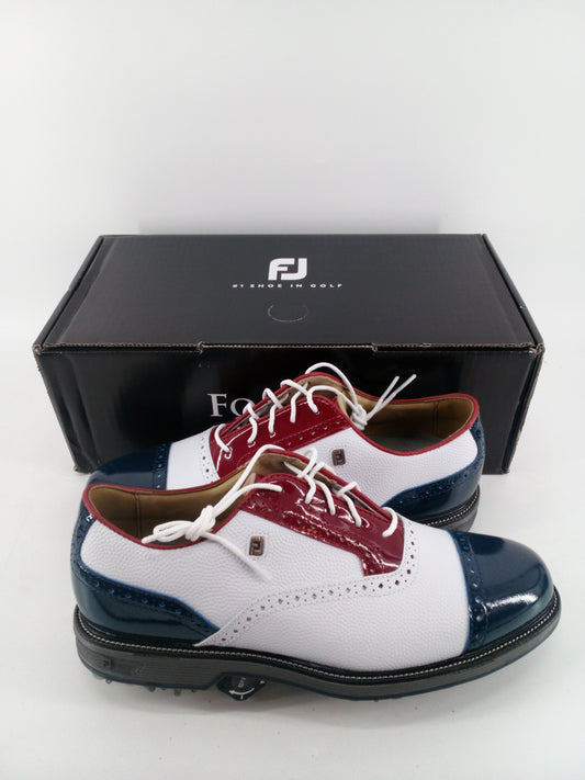 Footjoy Myjoys Premiere Series Tarlow Golf Shoes White Red Blue 9.5 Wide W