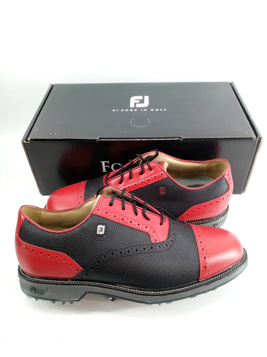 Footjoy Myjoys Premiere Series Tarlow Golf Shoes Black Pebble Red 8.5 Wide