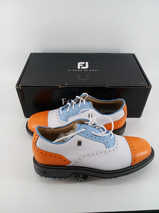 Footjoy Myjoys Premiere Series Tarlow Golf Shoes White Blue Orange 6.5 M