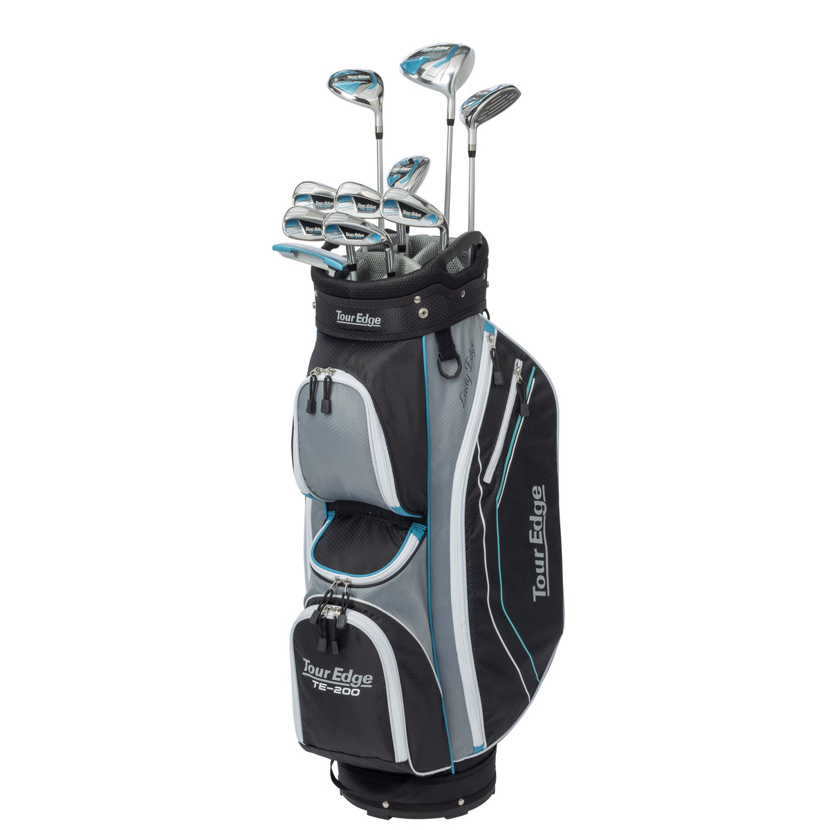 Tour Edge TE-200 Complete Package Women's 11 Club Set +1" Silver Ladies RH Cart