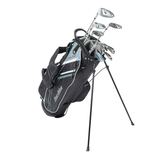 Tour Edge TE-200 Complete Package Women's 11 Club Set +1" Silver Ladies RH Stand