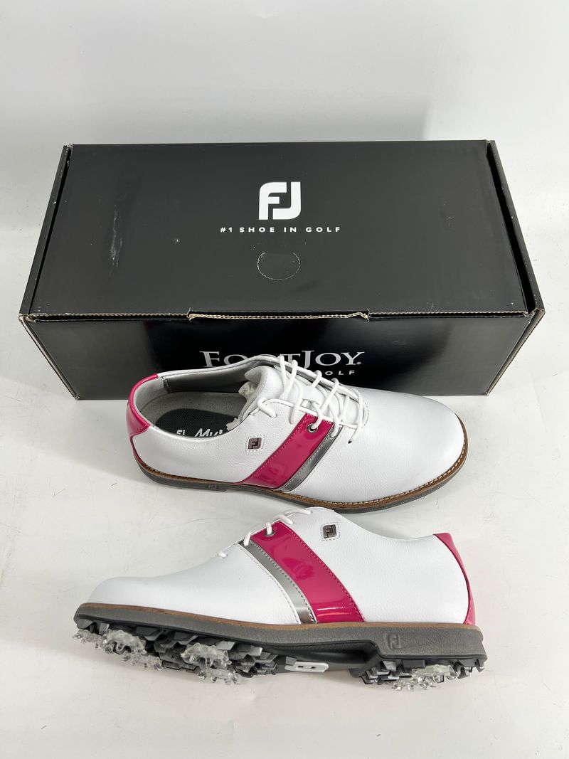 Footjoy MyJoys Premiere Series Women's Golf Shoes White Pink Silver 6.5 M