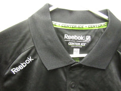 Mens Black Reebok PlayDry Center Ice NHL Polo Authentic Apparel Size Small